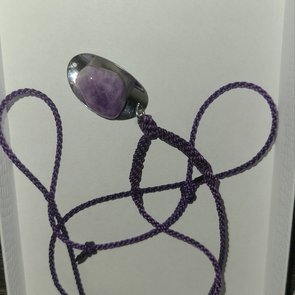 Handmade Adjustable Necklace Color: Purple - Picture 3 of 4